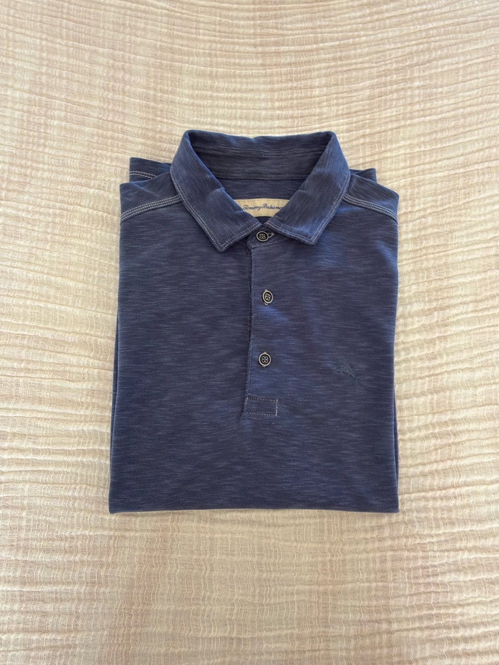 🌴👕 Tommy Bahama Emfielder Blue Tencel Blend Polo Shirt (Size M) 🌊🐟